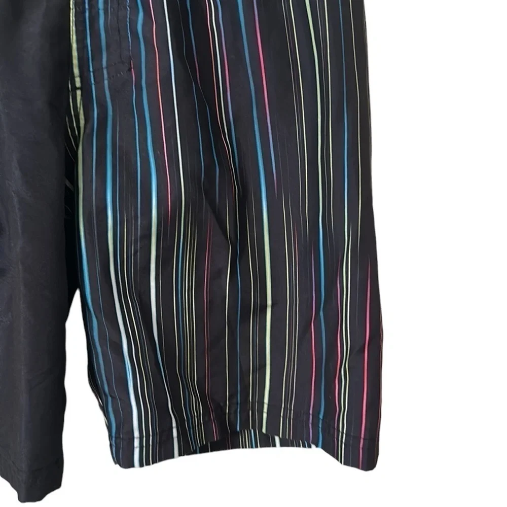 CAT & Jack Boy’s Black Multicolor Stripe Boys Swim Trunks Size M‎